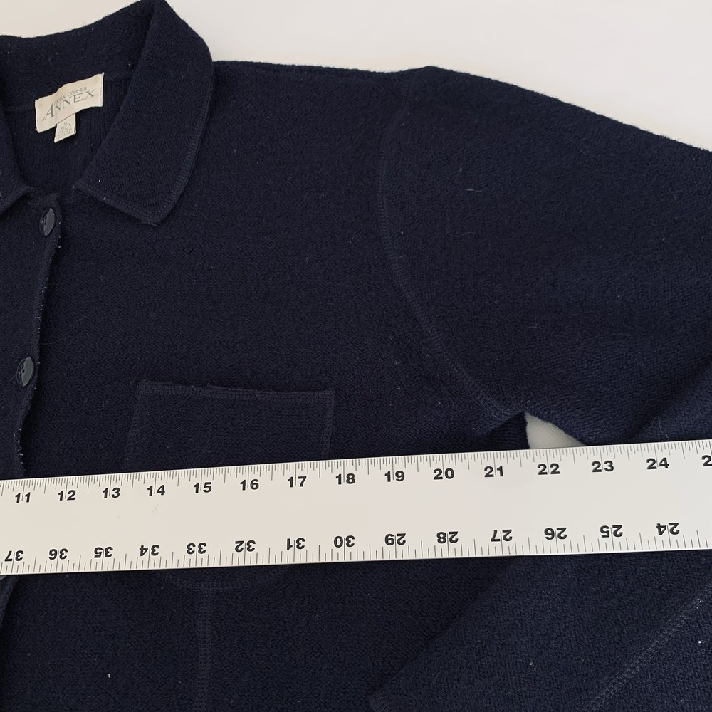 VTG Casual Corner Annex Cardigan Sweater Jacket XL Navy Wool Button Up‎ Collared - Picture 5 of 12